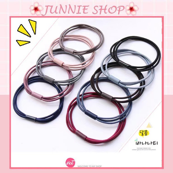 Dây Buộc Tóc Trơn Basic 3 Vòng Chắc Chắn Nhiều Màu Hot Trend Dc38
