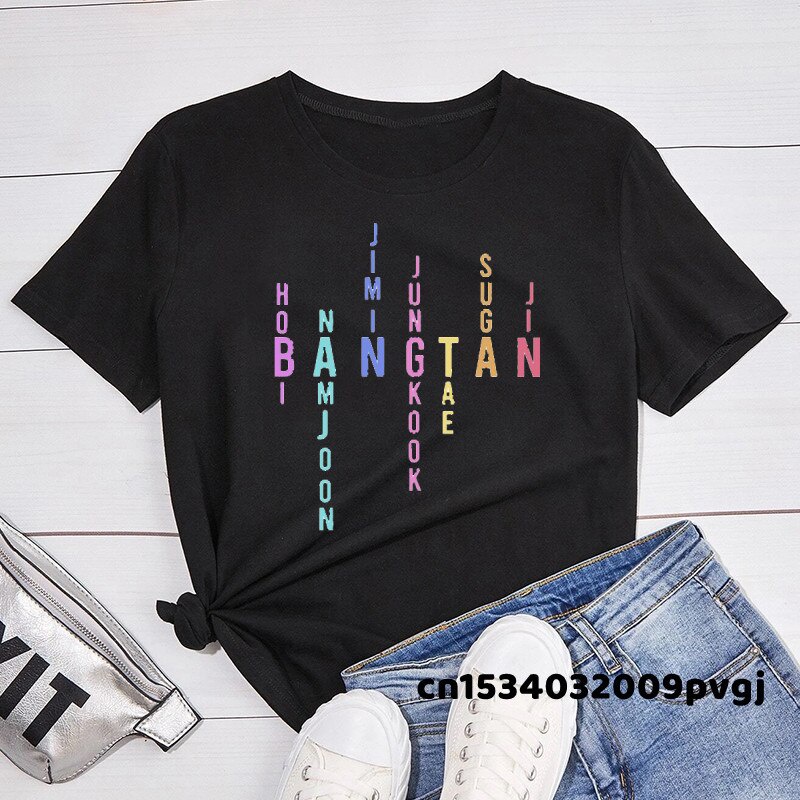 Tên của các thành viên Bangtan Jimin Jungkook Tae Suga Namjoon Hobi Jhope Jin Bangtan Boy Áo thun Hà