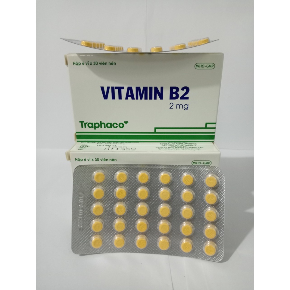 VITAMIN B2 2 MG HỘP 180 VIÊN Dùng hỗ trợ cho người bị viêm lỡ miệng lưỡi, nứt môi..