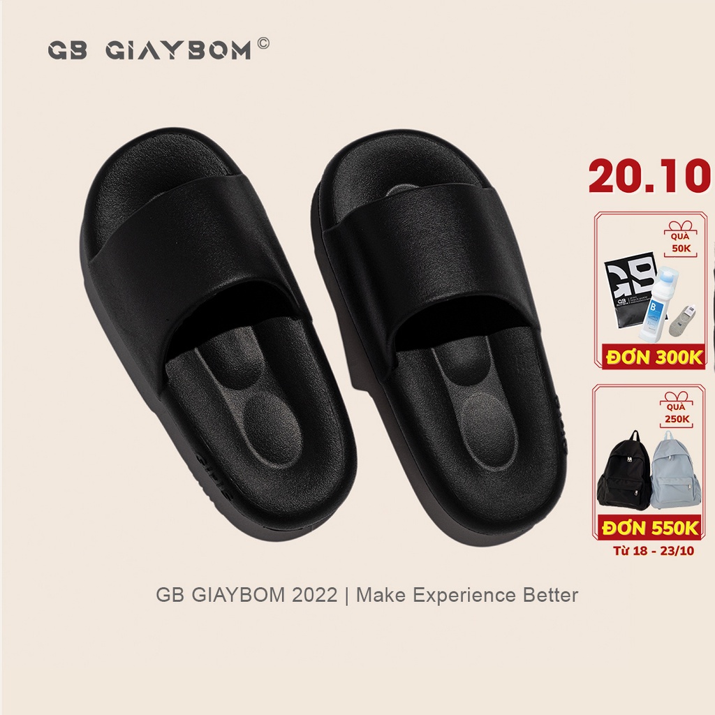 Dép Bánh Mì Nữ Quai Ngang Trơn Màu Đen Trắng Thích Hợp Đi Trong Nhà, Văn Phòng giayBOM D1007