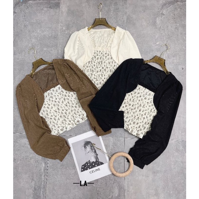 Áo bo hoa tay dài phong cách Korea