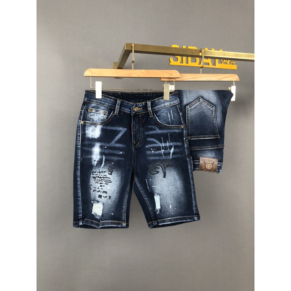 quần short jean nam cao cấp màu xanh rách hàng chuẩn shop