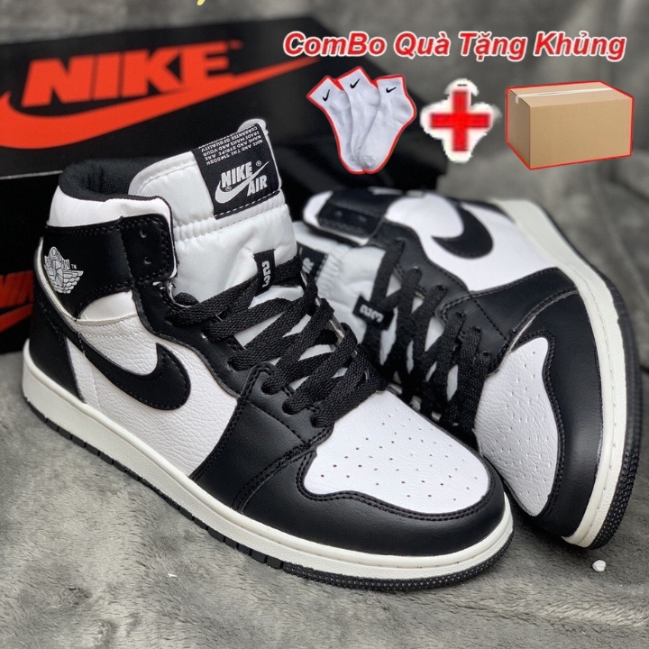 Giày thể thao Jordan cao cổ đen trắng, Giày air Jodan 1 high panda cao cổ nam nữ dễ phối đồ cực hot Full Box Bill