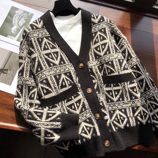 Áo cardigan len xù hoạ tiết hình thoi len