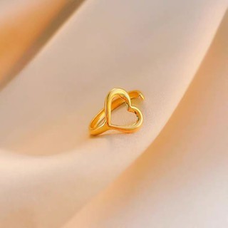 Nhẫn thép titan mạ vàng in chữ love thời trang