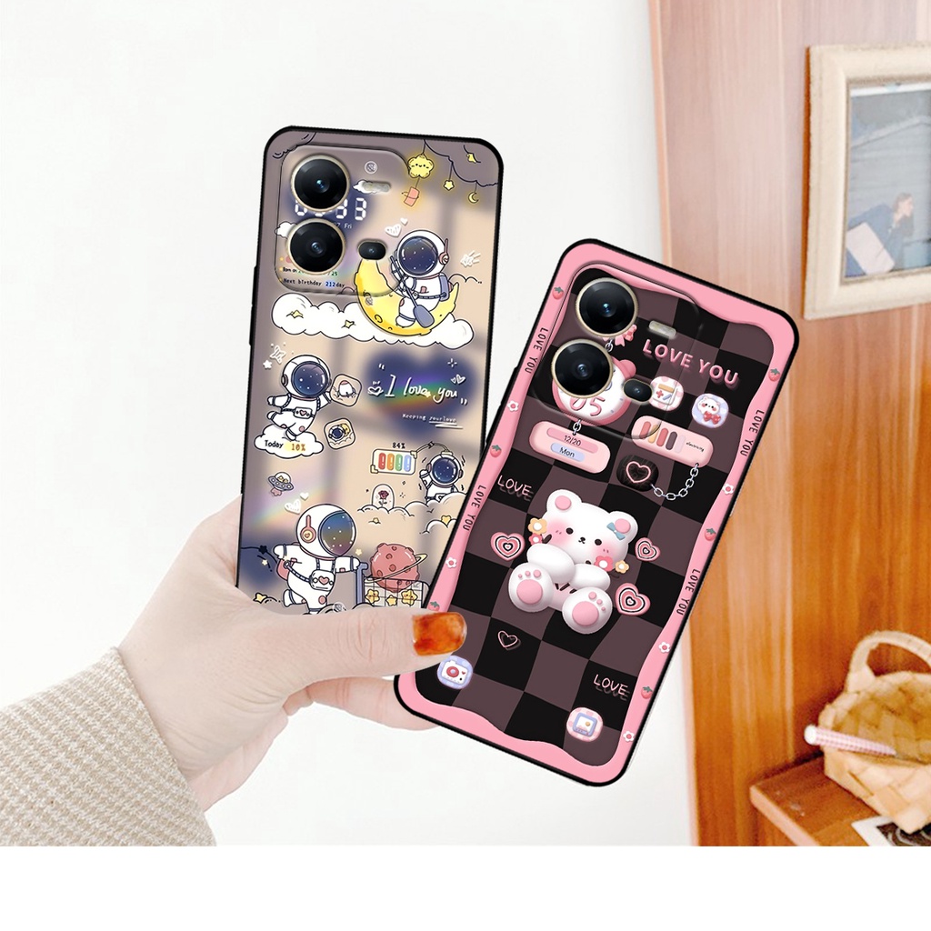Ốp lưng Vivo V25 - V25e hình gấu, vũ trụ ngân hà chibi. ốp chống sốc bền đẹp