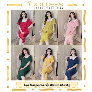 Bộ đồ Pijama Lụa Mango Lửng 💖 Đồ ngủ Lỡ màu trơn quý phái Bigsize 50-75kg cao cấp mềm mịn mát lịm