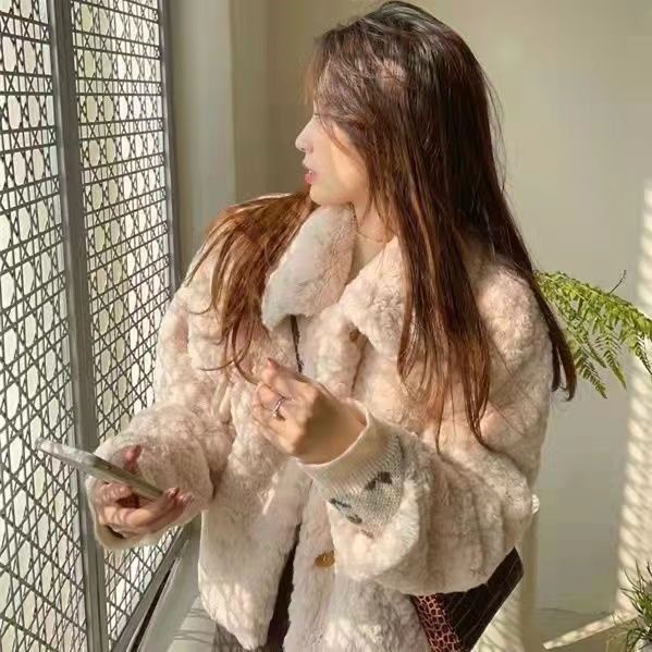 [Giao Ngay] Áo Khoác Lông Thỏ Giả Dày Dáng Rộng Phong Cách Mới Cho Nữ