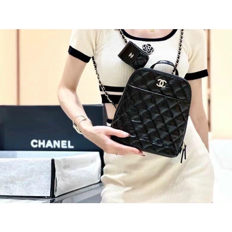 Balo Nữ Da Ô Trám Kèm Ví Nhỏ Cao Cấp Nguyên Gốc Hộp Nam Châm Có Sẵn.