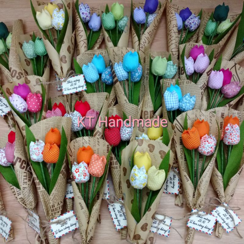 Bó hoa tulip vải handmade