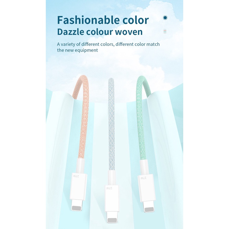 Cáp Sạc Nhanh 27W PD USB Type C Cho iPhone 14 13 Pro Max 20W 12 Mini Pro Max