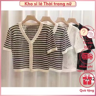 158. áo len lưới kẻ sọc