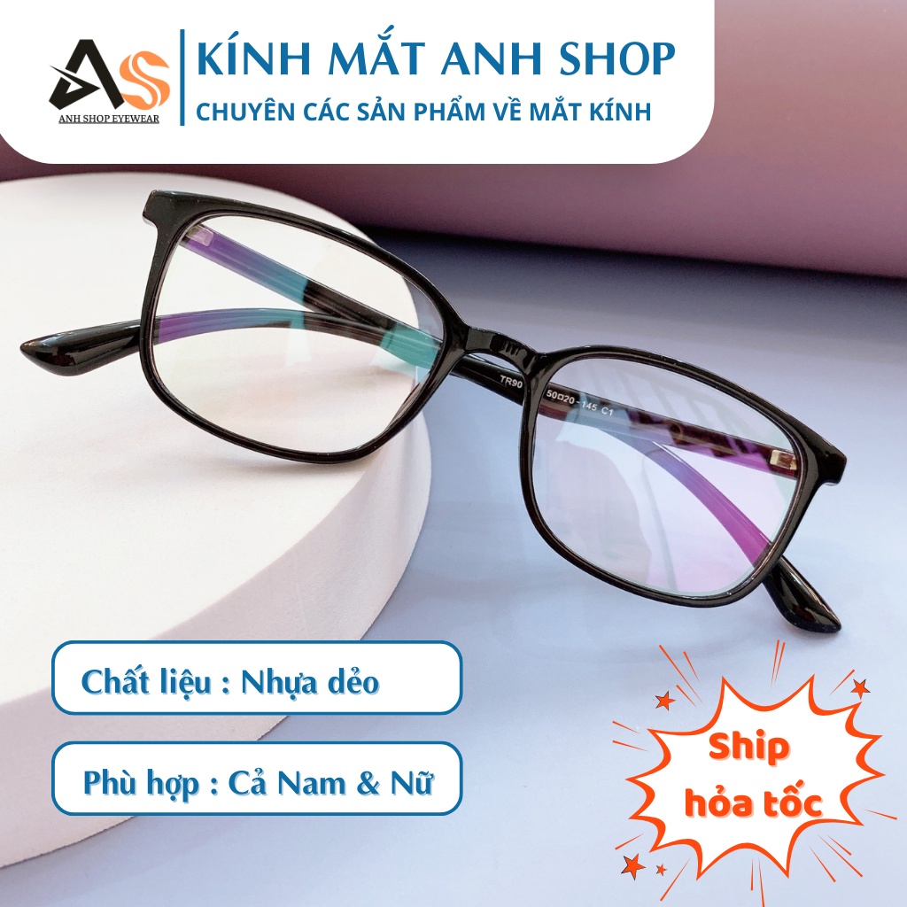 Gọng kính cận vuông nam nữ chất liệu nhựa dẻo 206