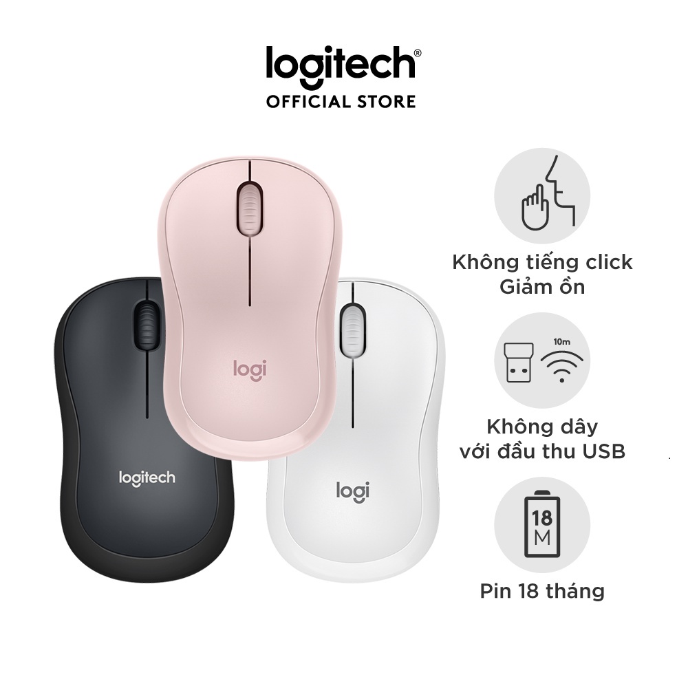Chuột không dây Logitech M220 M221 Silent - giảm ồn, USB, pin 1.5 năm, phù hợp PC/Laptop NB-M221