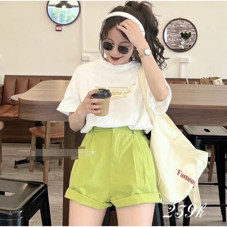 Sét bộ áo thun in phối quần short kate bigsize Mũm Mĩm từ 50kg đến 100kg