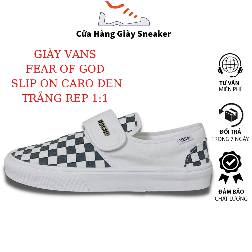 Giày Vans old slip on vans lười caro dán bản cao cấp full bill+full box bản 1:1