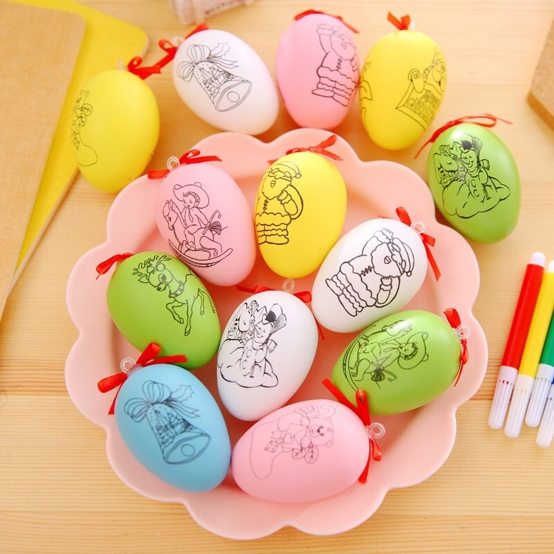 Set trứng tô màu cho bé, đồ chơi học tập trứng tô màu 5 chi tiết
