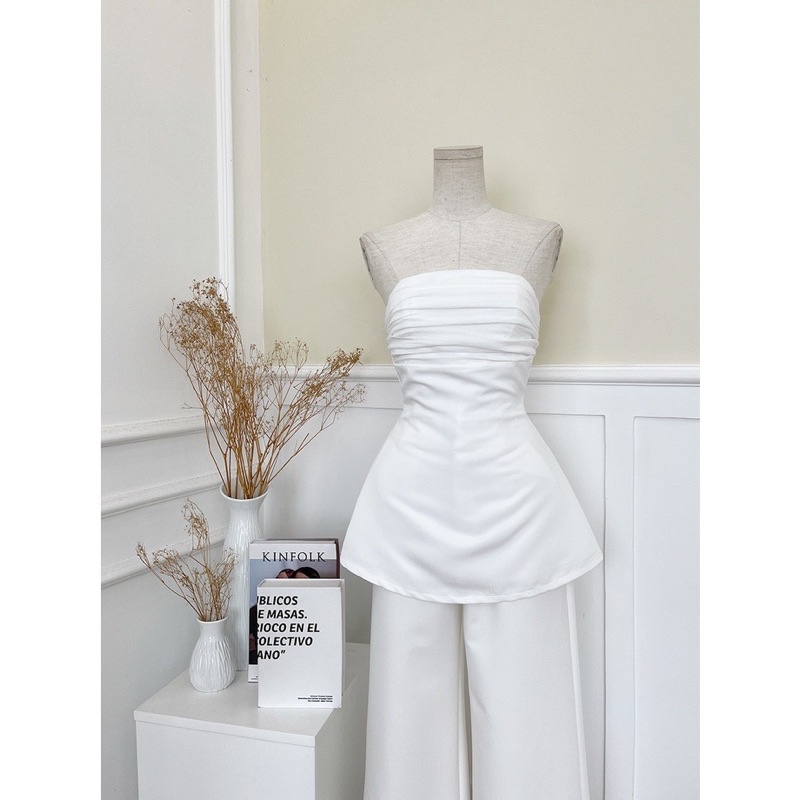 Áo peplum cup ngực xếp nhún trễ vai TK1270