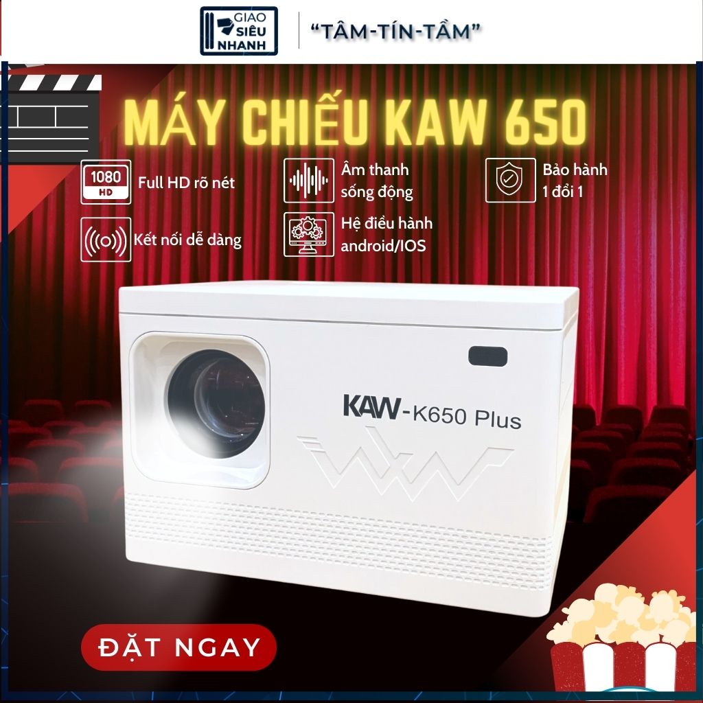 Máy Chiếu Phim KAW-K650 Di Động, Máy chiếu Mini Plus, Hình ảnh rõ nét