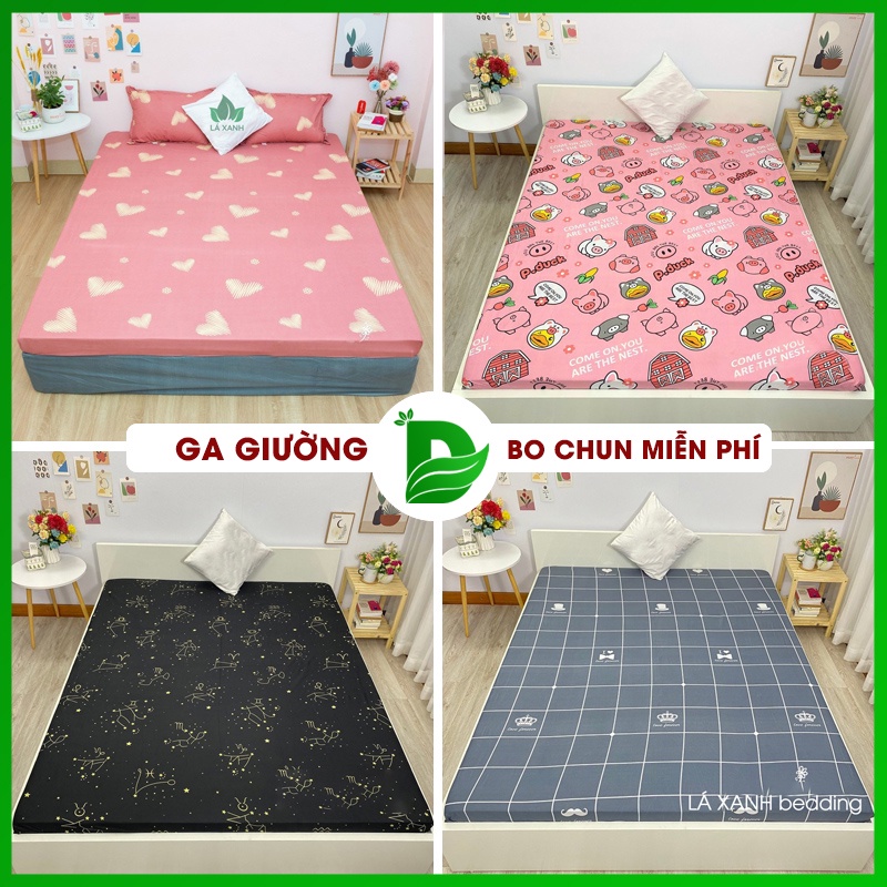 Ga Giường Đơn Cotton Poly Bo Chun 🛌M2 M4 M6 M8 2M2🛌 Ga Trải Nệm Drap Giường Đủ Họa Tiết - LaXanhDecor