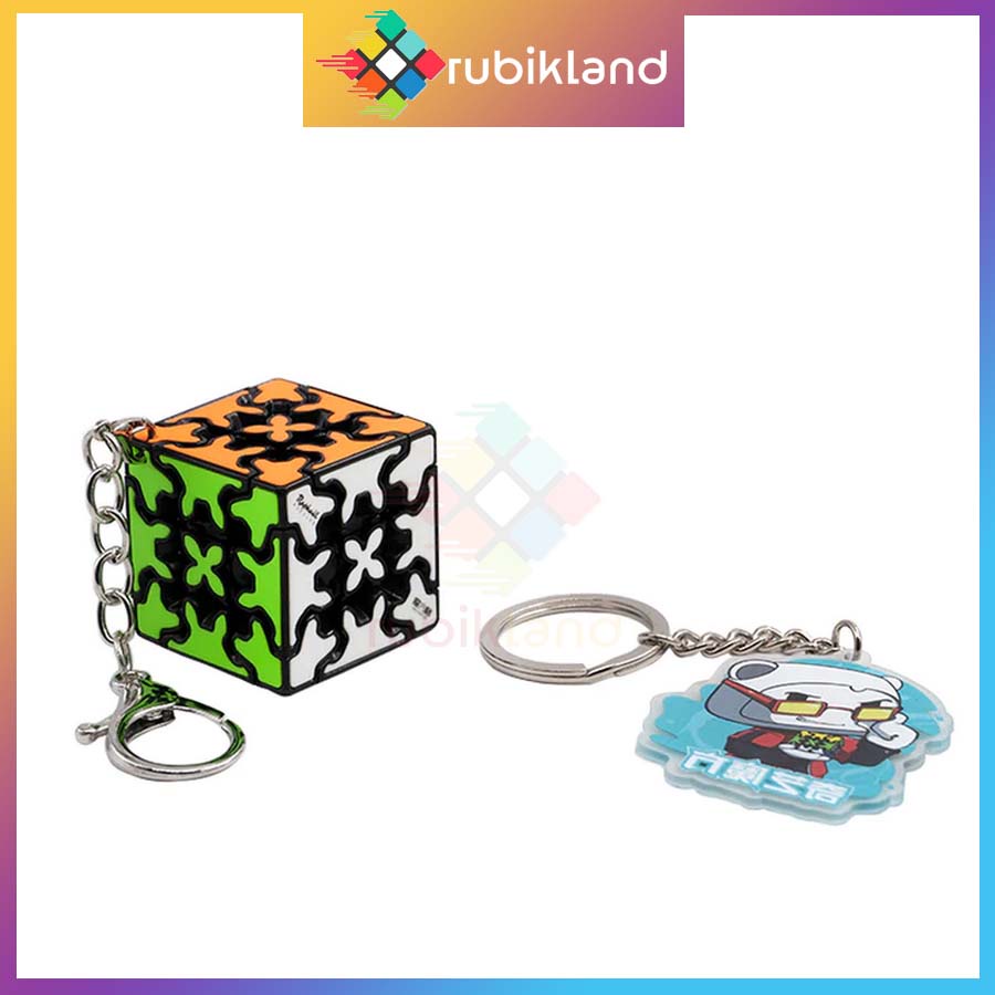 Móc Khóa Rubik QiYi Gear Keychain 3x3 Stickerless Rubic Biến Thể Bánh Răng Đồ Chơi Trí Tuệ
