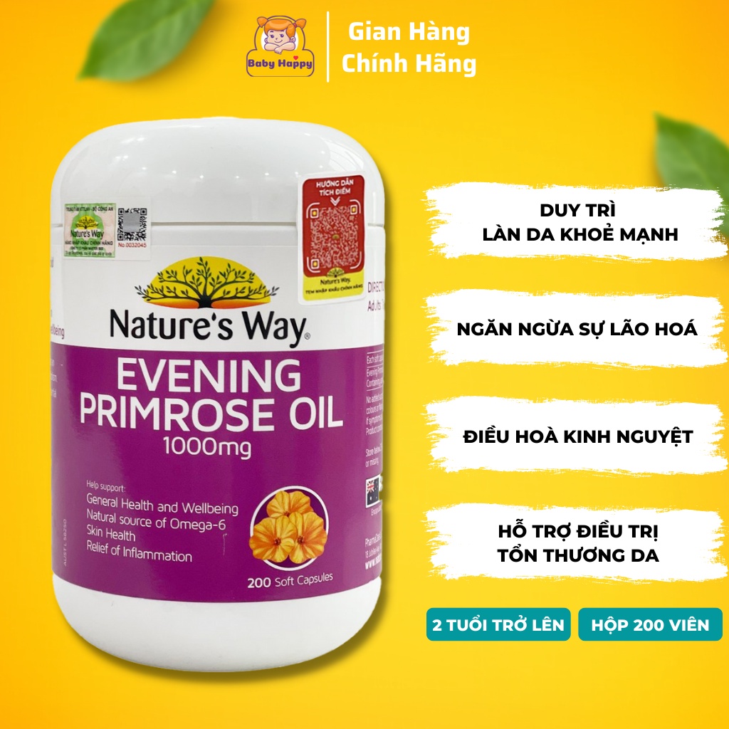 Nature's Way Evening Primrose Oil 1000mg - Hỗ trợ da và nội tiết