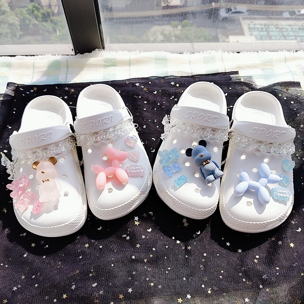 Cặp Đôi / Bạn Gái Quà Tặng Trang Sức Crocs charms Mặt Dây Chuyền Trong Suốt Hình Gấu Giày Dép Crocs [no shoes]