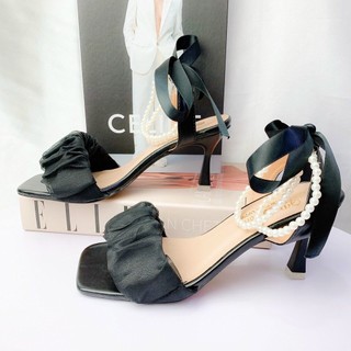 Giày cao gót 7 phân quai nơ hạt xoàng xinh xắn