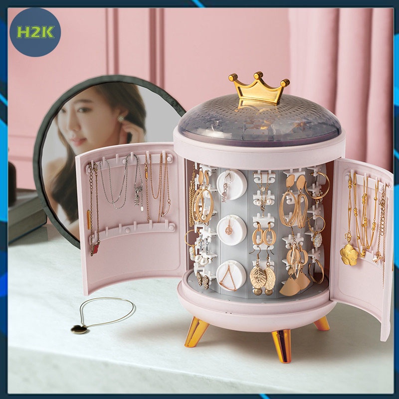 Tủ Đựng Đồ Trang Sức Nhỏ Gọn Tiện Lợi - Hộp Đựng Phụ Kiện Bông Tai, Dây Chuyền, Nhẫn Cao Cấp Có Nắp Đậy Chống Bụi Bẩn