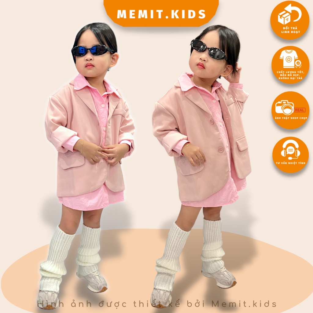 _Memit_Blazer màu hồng nhạt siêu xinh, dễ mặc, tặng kèm cài áo cá tính