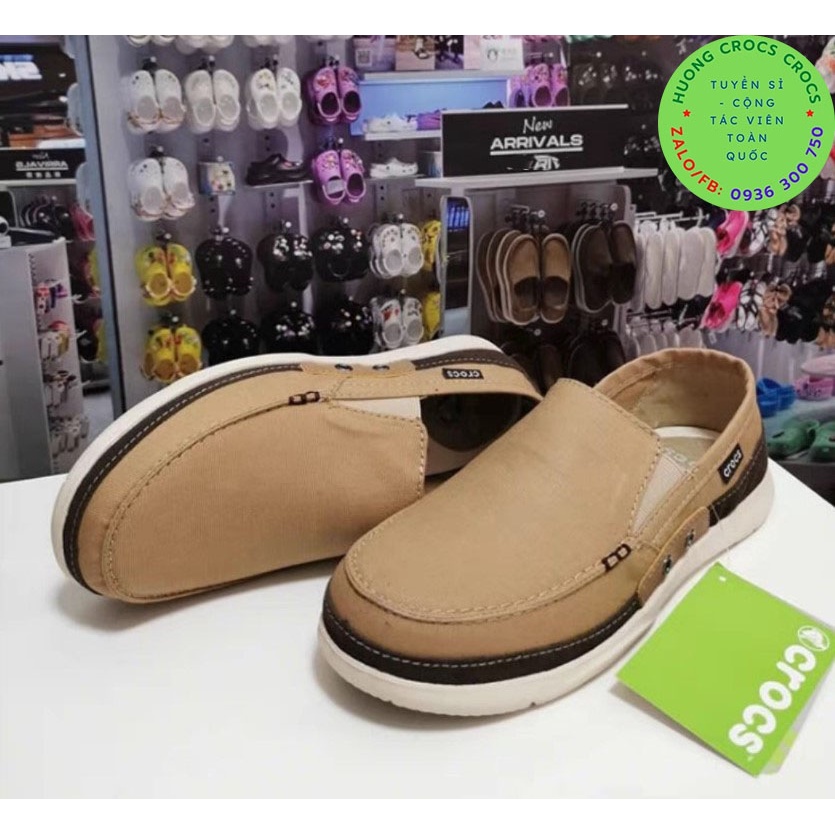 GIÀY LƯỜI VẢI THÔ CROCS WALU CANVAS CHO NAM MÀU KHAKI