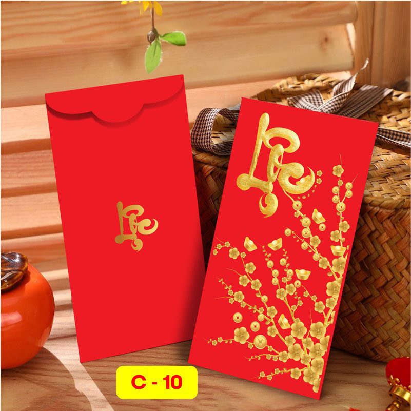 Bao lì xì chất giấy C150 xịn cứng hoạt hình con mèo cute dễ thương thần tài lộc thọ độc lạ giá sỉ rẻ màu đỏ đẹp tết 2023