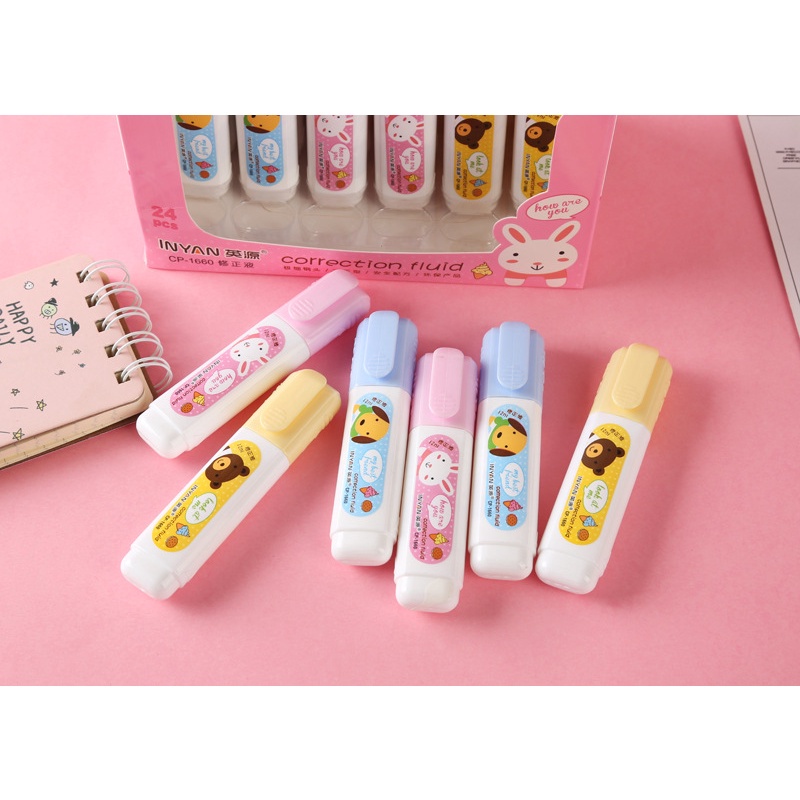 Bút Xóa Kéo Dài Đầu Kim Loại 12ml Họa Tiết Hoạt Hình Dễ Thương