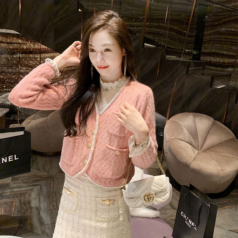 Áo Khoác Nữ Dài Tay Cổ Chữ V Thời Trang Hàn