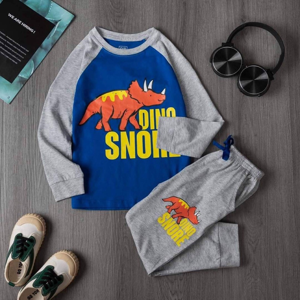 Bộ dài tay cotton ráp lăng cho bé trai 2-7T