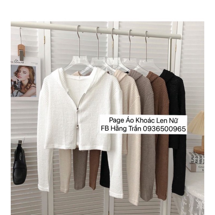 Mẫu mới áo khoác len dây kéo mỏng dáng lửng.