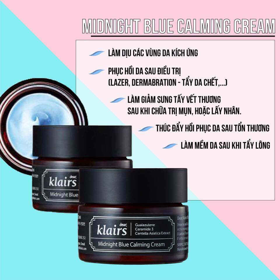 Kem Dưỡng Phục Hồi Da Klairs Midnight Blue Calming Cream Ban Đêm