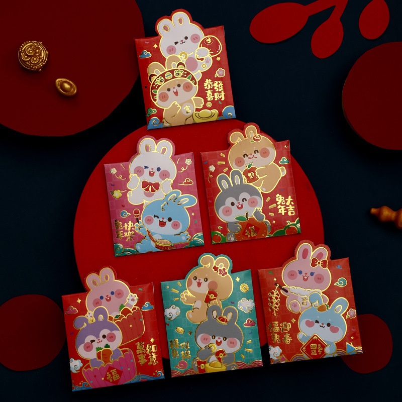 Bộ 6 Túi Quà Hình Thỏ Dễ Thương Cho Lễ Hội Mùa Xuân Năm 2023 CNY