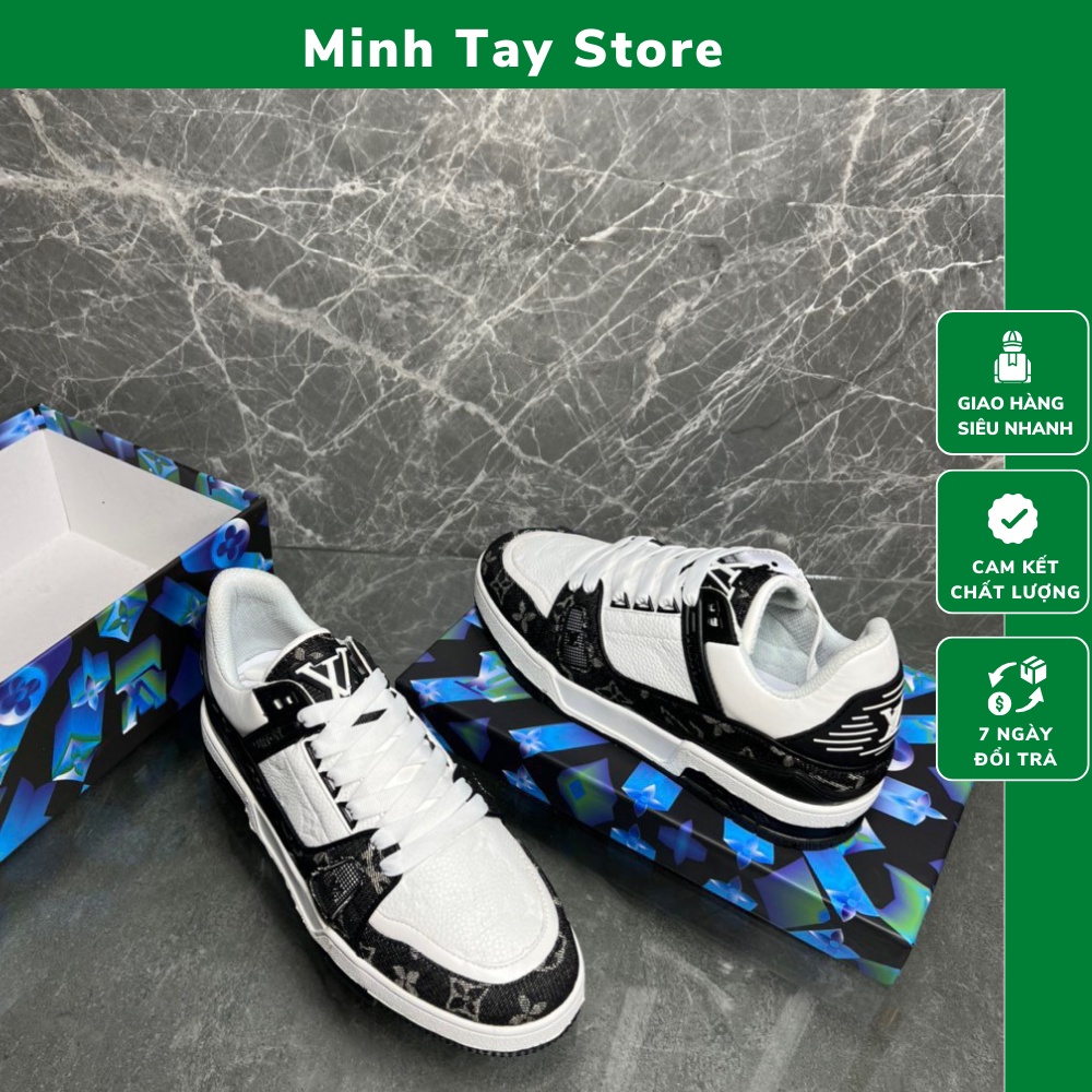 Giày Sneaker Nam Lv Phối Họa Tiết Dập Vân Viền Lịch Lãm . Giày Sneaker Lv Cao Cấp Dành Cho Nam - MINH TÂY STORE