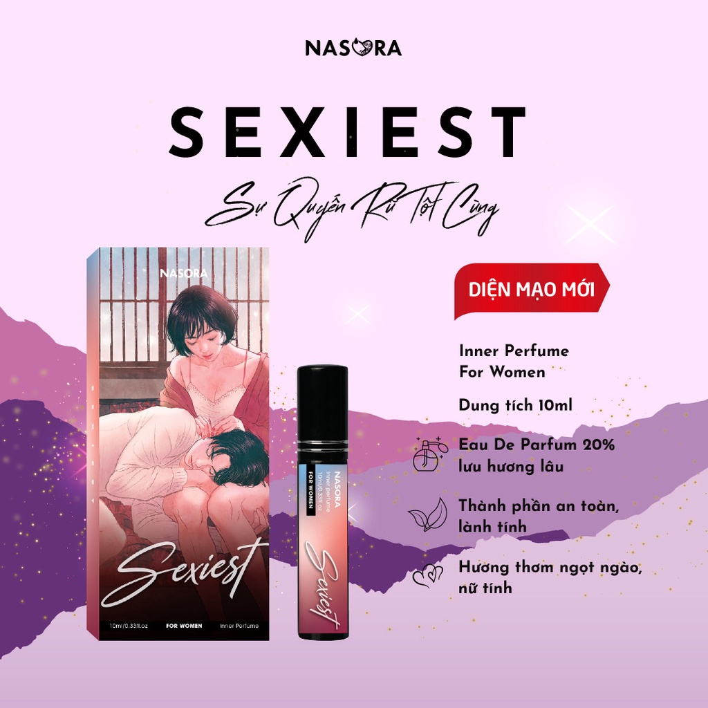 [COMBO SEXIEST] Nước Hoa Body và Nước Hoa Vùng Kín Nữ NASORA The Sexiest mùi hương quyến rũ, thơm lâu chai 10ml, 2ml