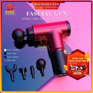 Máy massage cầm tay trị đau mỏi căng cơ Fascial Gun đa chức năng có 4 đầu massage motor mạnh mẽ có 6 tốc độ