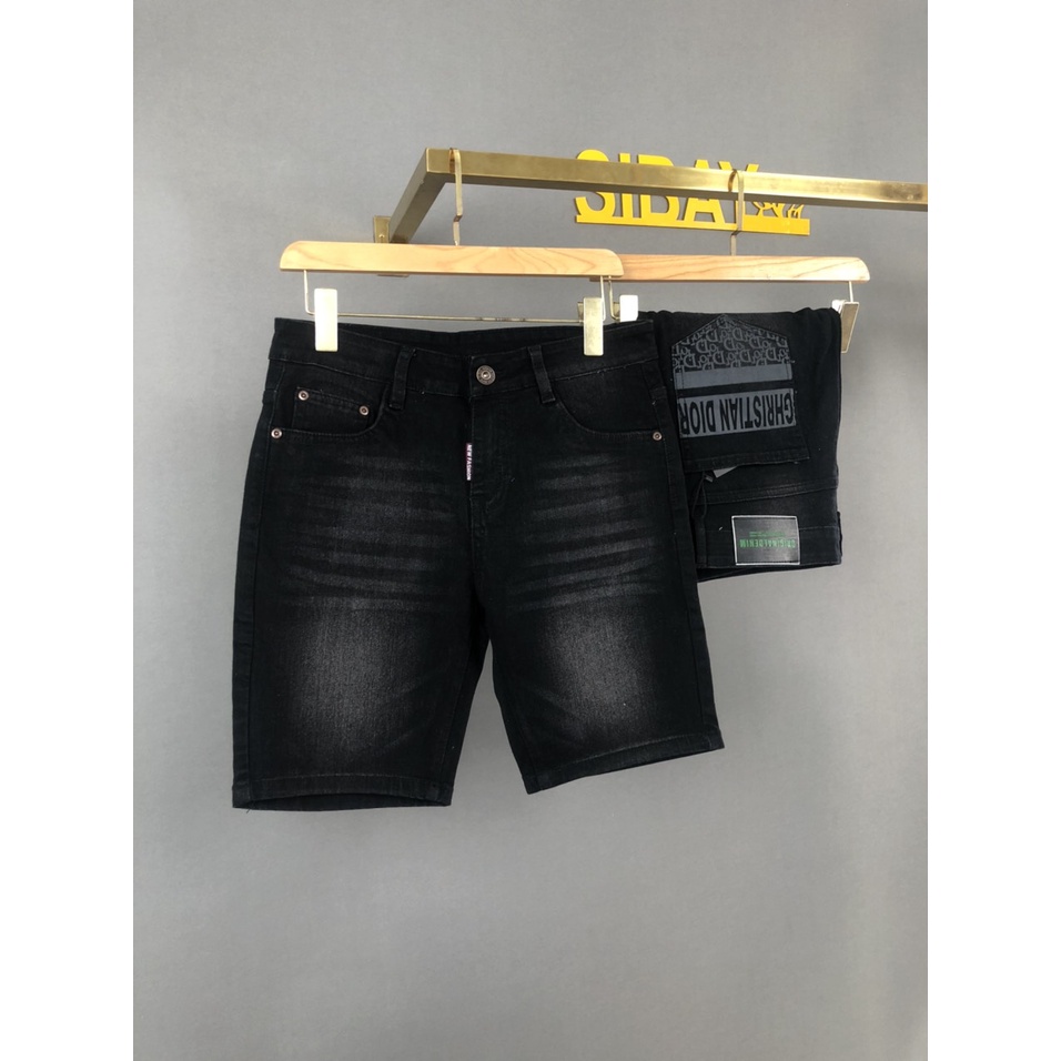 quần short jean nam cao cấp màu đen in túi sau hàng chuẩn shop