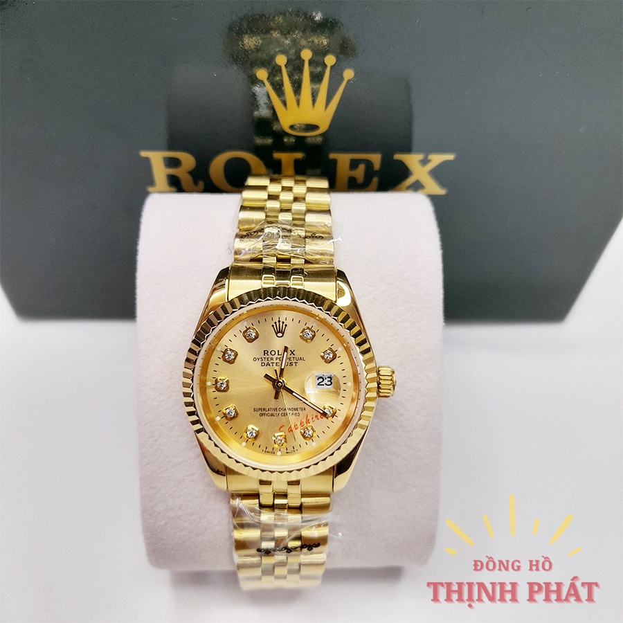 Đồng hồ nữ R.OLEX Date Just Viền Khía - Kính Sapphire - Dây Vỏ thép không gỉ Cao Cấp