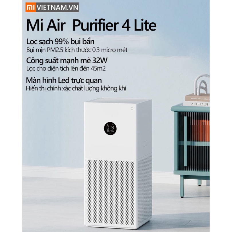 🍀MỚI 2022🍀Máy lọc không khí Xiaomi 4 Lite  - Có màn hình LED - Bản quốc tế - Hàng chính hãng