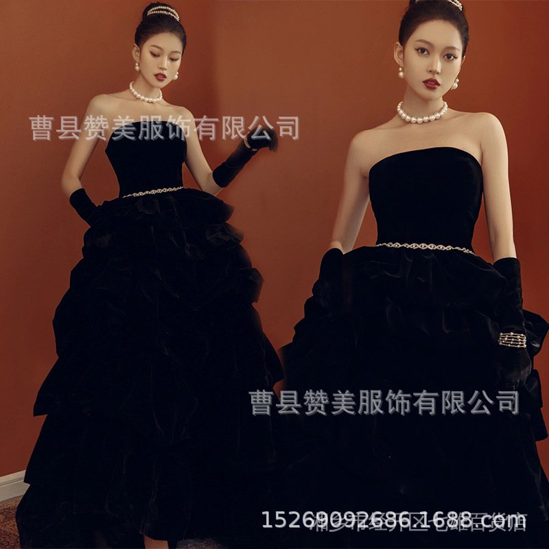 22 Dilireba Cao Cấp Phong Cách Hepburn Màu Đen Bằng Nhung Dùng Chụp Ảnh Cưới Chủ Đề Studio OH5C
