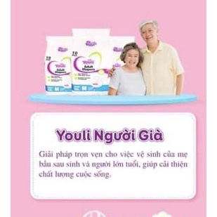 Combo 4 gói tã dán người lớn Youli size 4M10 (70-100cm ) / 4L10 ( 100-139cm) / 4XL10 (125-165cm)