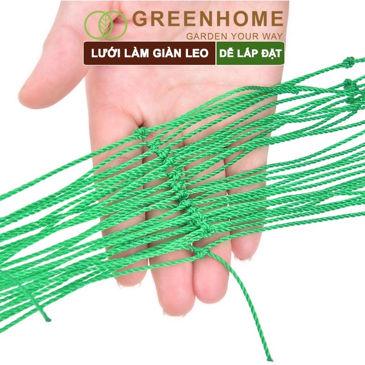 Lưới làm giàn cây leo, R90xC180cm, độ bền cao, dễ lắp đặt, không viền, làm giàn bầu, mướp, bầu, bí, hoa  |Greenhome