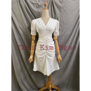 ĐẦM CỔ V NHÚN THÂN BÈO ĐUÔI CÁ