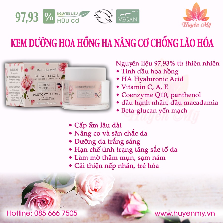 Kem Dưỡng Hoa Hồng HA Nâng Cơ Chống Lão Hóa Manufaktura 50ml
