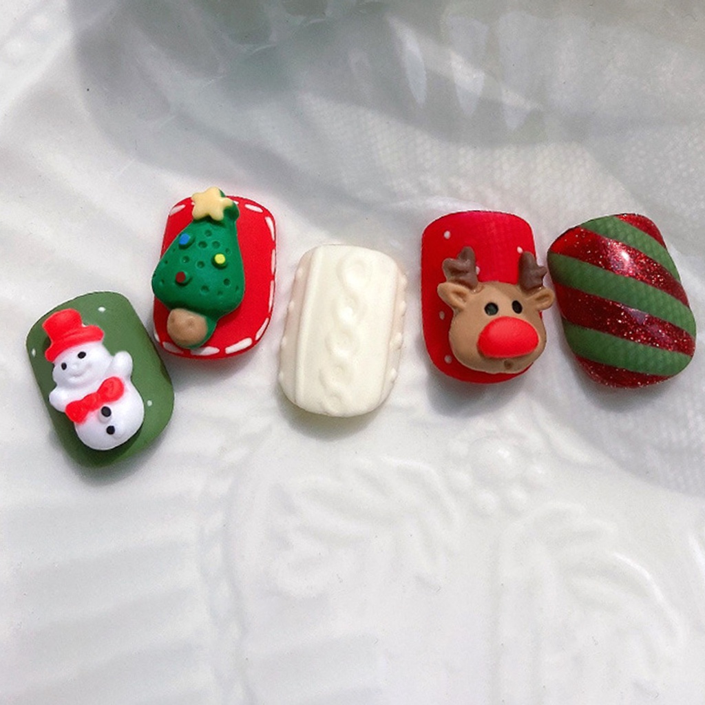 [beautymart] Set 10 Miếng Dán Trang Trí Móng Tay Nghệ Thuật Ba Chiều Thân Thiện Với Môi Trường DIY Phong Cách Giáng Sinh Cho Nữ